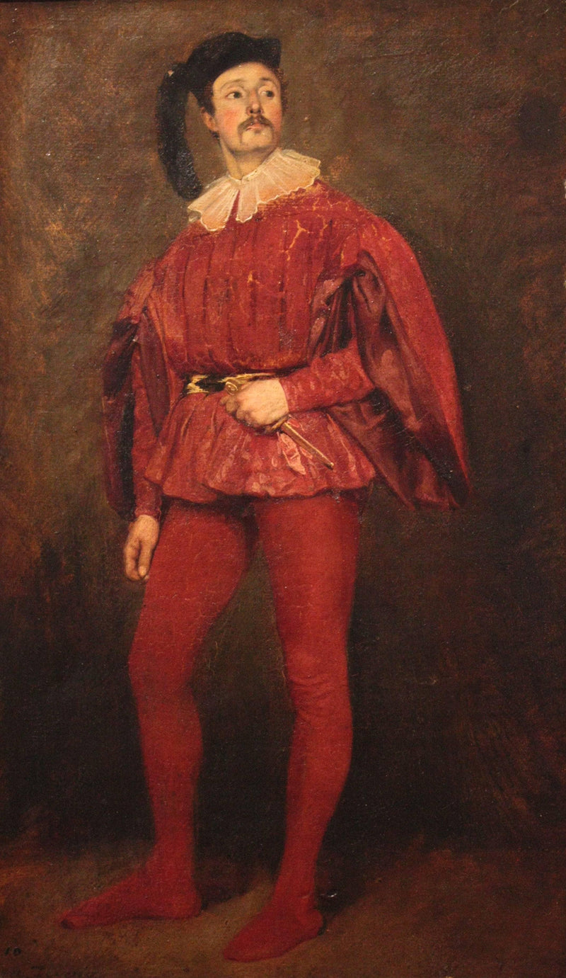 Portrait of man wearing red suit by Achille Devéria — Oil Painting Reproduction