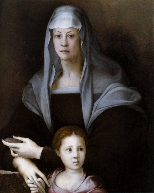 Portrait of Maria Salviati with Giulia de Medici by Jacopo Pontormo — Oil Painting Reproduction