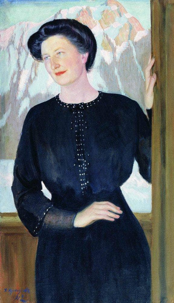 Portrait of N.I. Zelenskaya by Boris Kustodiev — Oil Painting Reproduction