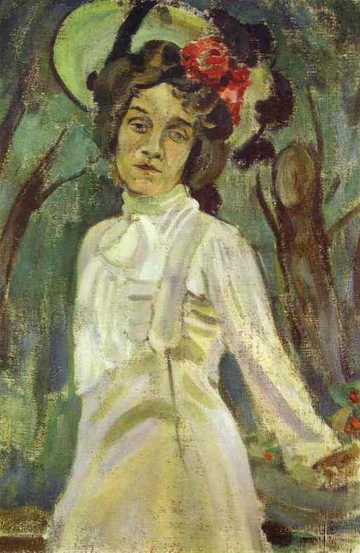 Portrait of Nadezhda Staniukovich by Victor Borisov-Musatov — Oil Painting Reproduction