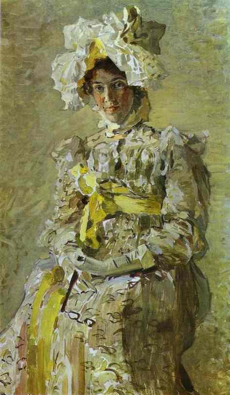 Portrait of Nadezhda Zabela-Vrubel, the Artist's Wife, in an Empire Dress by Mikhail Vrubel — Oil Painting Reproduction