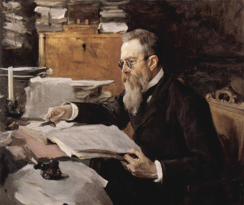 Portrait of Nikolai Andreyevich Rimsky-Korsakov by Valentin Serov — Oil Painting Reproduction