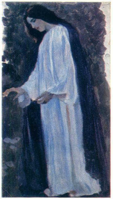 Portrait of O. Nesterova, the artist' daughter by Mikhail Nesterov — Oil Painting Reproduction