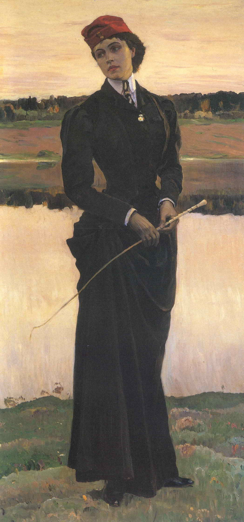 Portrait of Olga Nesterova (Woman in a Riding Habit) by Mikhail Nesterov, Oil Painting Reproduction
