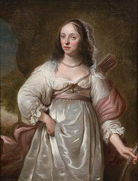 Portrait of Portrait of a Woman Dressed as a Huntress in master bedroom