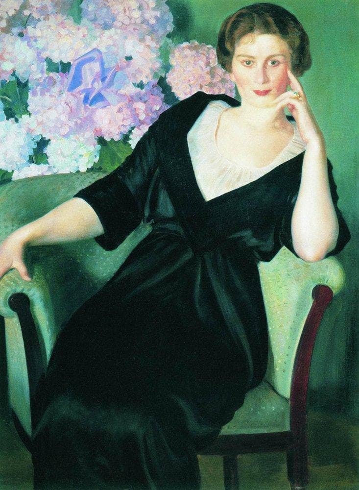 Portrait of Rene Ivanovna Notgaft by Boris Kustodiev — Oil Painting Reproduction