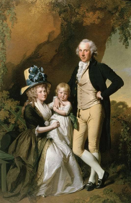 Portrait of Richard Arkwright Junior with his Wife Mary and Daughter Anne by Joseph Wright — Oil Painting Reproduction