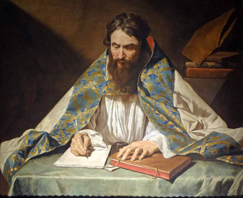 Portrait of Saint Ambrose by Matthias Stom — Oil Painting Reproduction