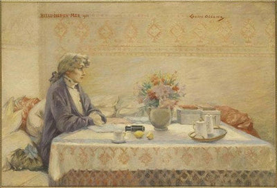 Portrait of Sarah Bernhardt in dining room