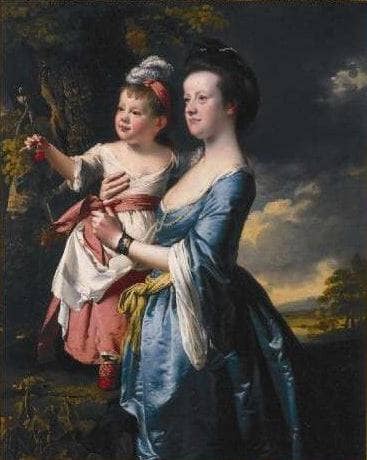 Portrait of Sarah Carver and her daughter Sarah in entryway