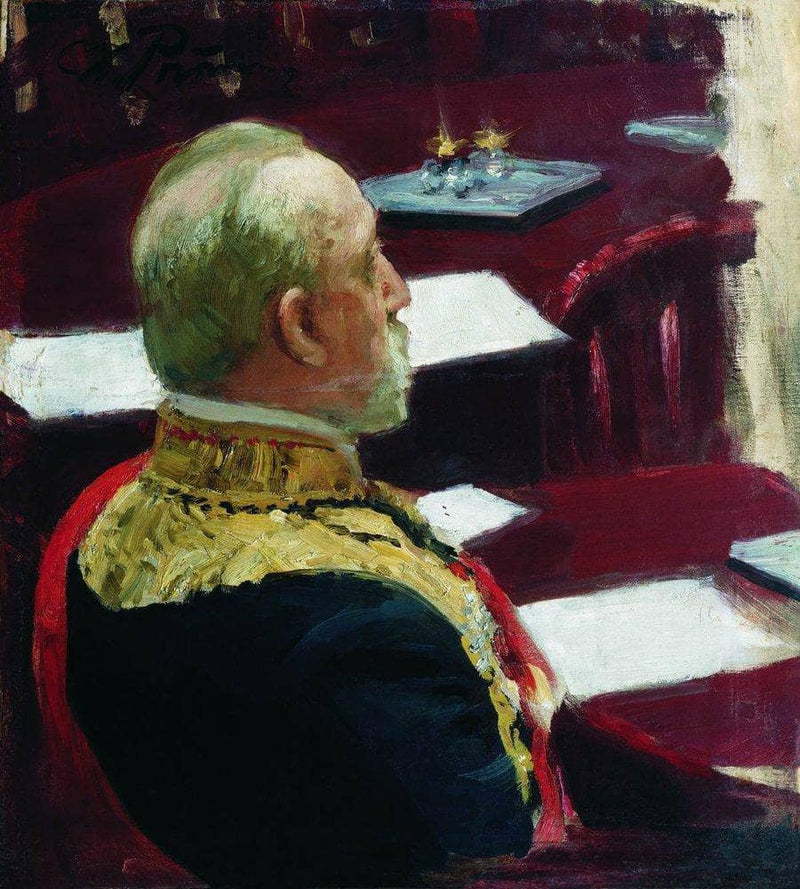 Portrait of Secretary of State, general and member of State Council Mikhail Nikolayevich Galkin-Vraskoi by Ilya Repin — Oil Painting Reproduction