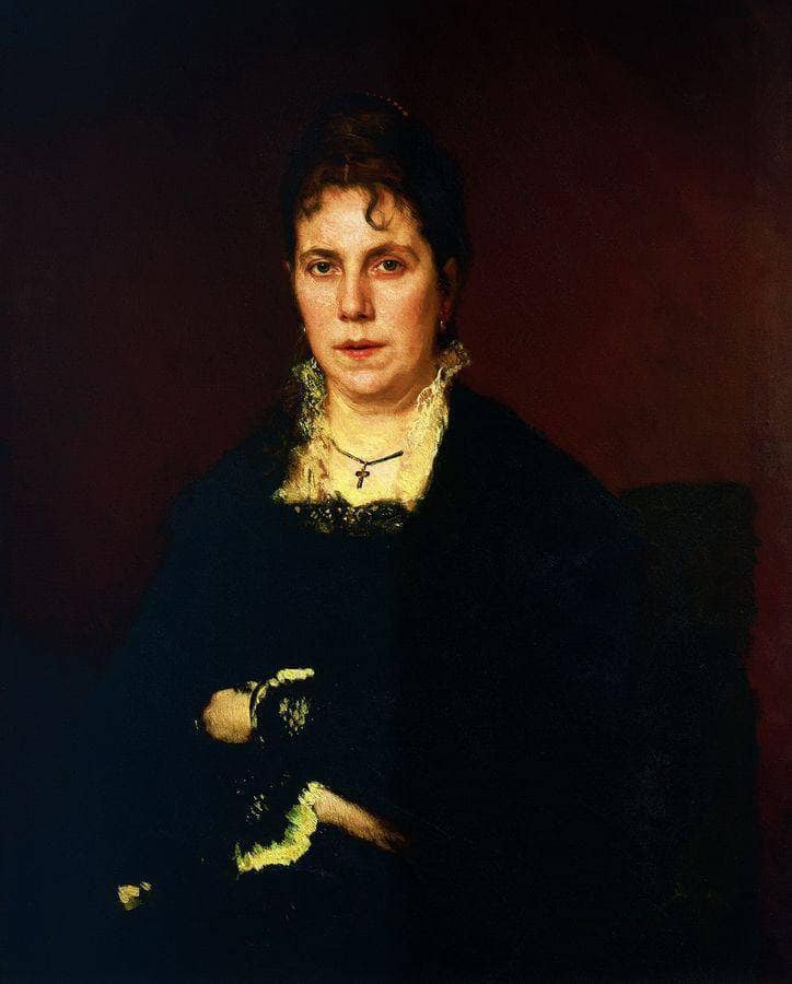 Portrait of Sofia Nikolaevna Kramskoy, the artist's wife by Ivan Kramskoy — Oil Painting Reproduction