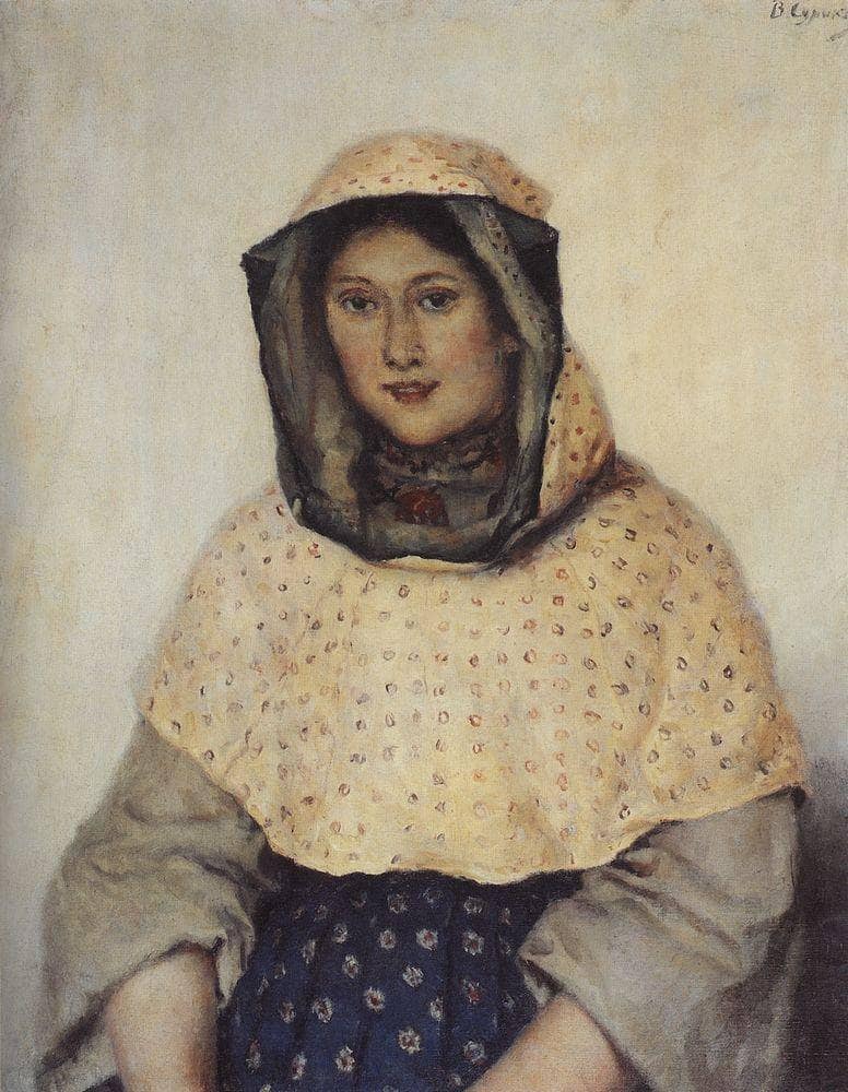 Portrait of T. K. Domozhilova by Vasily Surikov — Oil Painting Reproduction