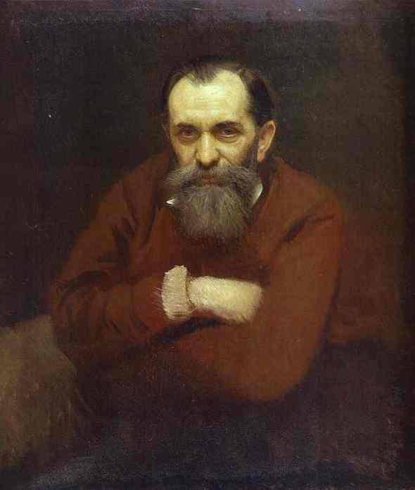 Portrait of the Artist Vasily Perov by Ivan Kramskoy — Oil Painting Reproduction