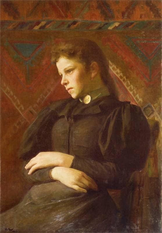 Portrait Of The Girl In The Navy-Blue Dress by Wojciech Weiss — Oil Painting Reproduction