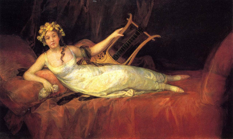 Portrait of the Joaquina, nee Tellez Giron y Alfonso Pimental, 10th Marquesa de Santa Cruz as the Muse, Euterpe by Francisco Goya — Oil Painting Reproduction