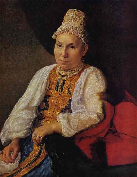 Portrait of the Merchant's Wife Obraztsova by Alexey Venetsianov — Oil Painting Reproduction