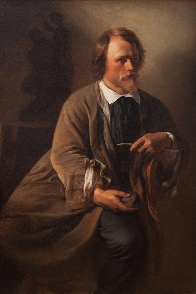 Portrait of the Sculptor Jens Adolf Jerichau, the Artist's Husband by Elisabeth Jerichau-Baumann — Oil Painting Reproduction