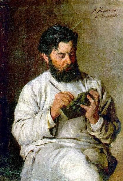 Portrait of the sculptor L.V. Posen in dining room