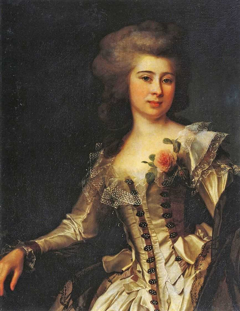 Portrait of Unknown Woman with a rose by Dmitry Levitzky — Oil Painting Reproduction