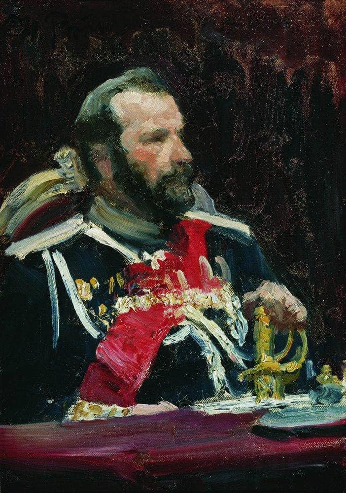 Portrait of War Minister, infantry general and member of State Council State Aleksei Nikolayevich Kuropatkin by Ilya Repin — Oil Painting Reproduction