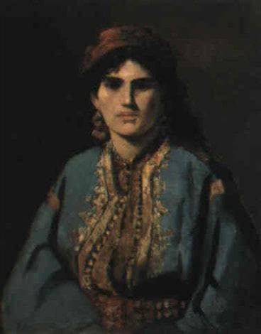 Portrait of young Jewish woman in oriental costume by Alfred Dehodencq — Oil Painting Reproduction