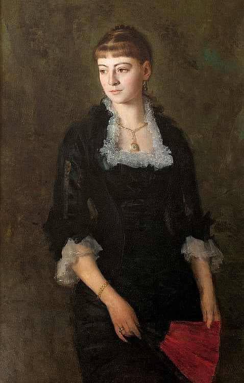 Portret Dziewczyny Z Wachlarzem by Henryk Rodakowski — Oil Painting Reproduction