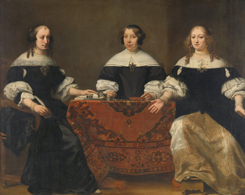 Portretten Van Drie Regentessen Van Het Leprozenhuis in Amsterdam by Ferdinand Bol — Oil Painting Reproduction