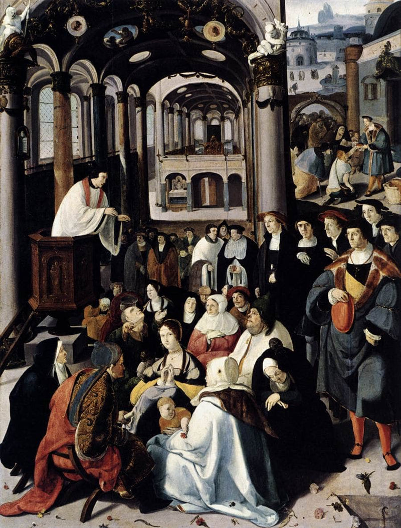 Preaching in the Church by Lucas van Leyden — Oil Painting Reproduction