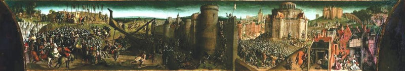 Predella in Ghent - Conquest of Jerusalem by Titus by Justus van Gent, Oil Painting Reproduction