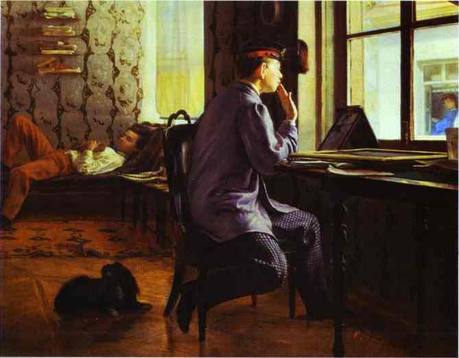 Preparation for the Examination by Ilya Repin — Oil Painting Reproduction