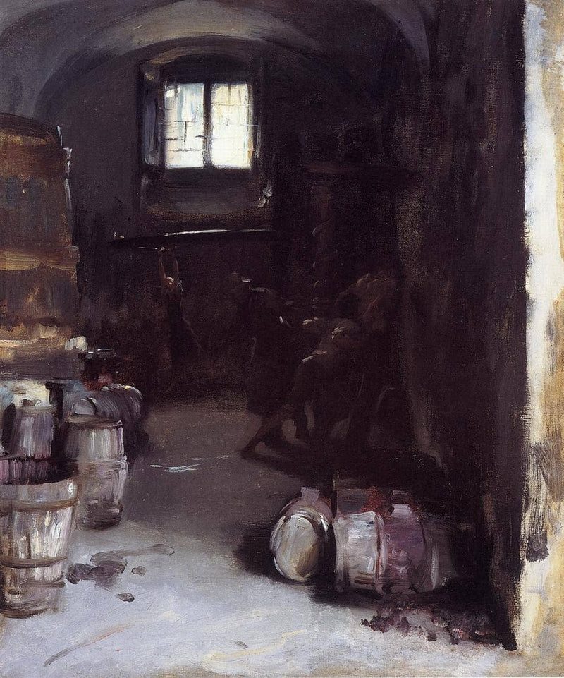 Pressing the Grapes Florentine Wine Cellar by John Singer Sargent — Oil Painting Reproduction