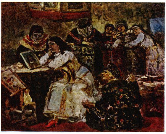 Princess Xenia Godunova with portrait of her dead groom prince by Vasily Surikov — Oil Painting Reproduction
