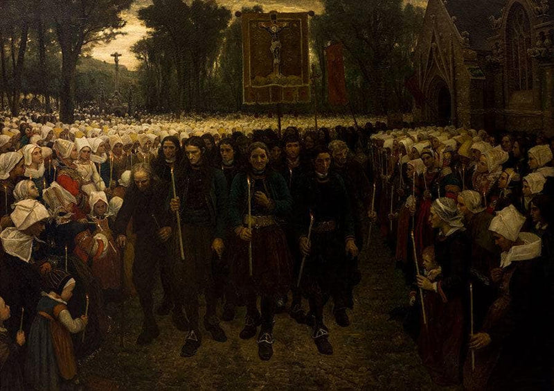 Procession of Pardon in Brittany by Jules Breton — Oil Painting Reproduction