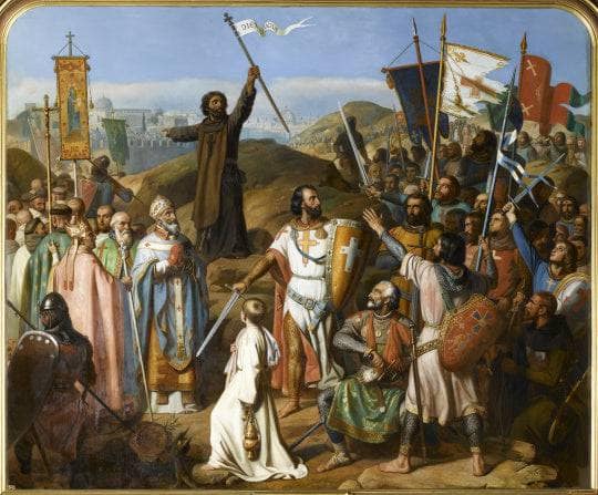Procession of the Crusaders led by Pierre l'Ermite and Godefroy de Bouillon by Jean Victor Schnetz — Oil Painting Reproduction