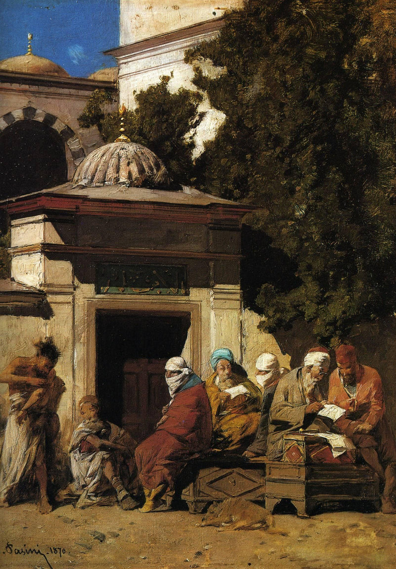 Public scribes, Constantinople by Alberto Pasini — Oil Painting Reproduction