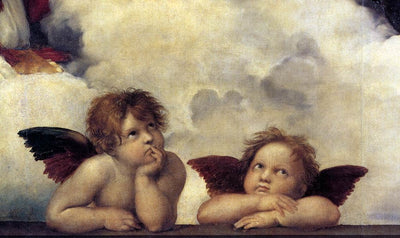 Putti, detail from The Sistine Madonna in home office