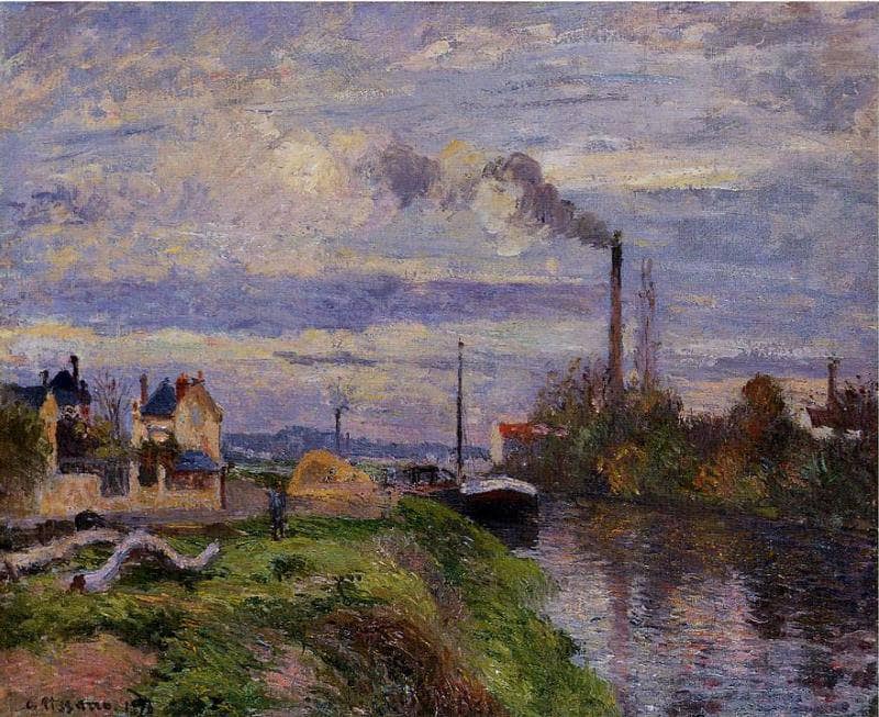 Quai du Pothuis, at Pontoise by Camille Pissarro — Oil Painting Reproduction