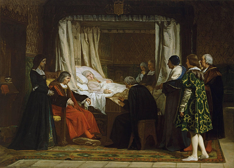Queen Isabel la Católica dictating her last will and testament by Eduardo Rosales — Oil Painting Reproduction