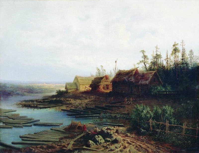 Rafts by Aleksey Savrasov — Oil Painting Reproduction