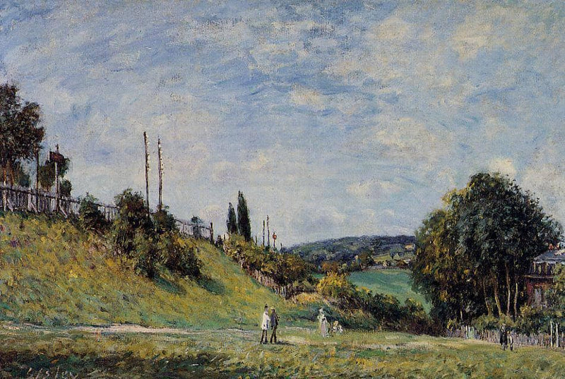 Railroad Embankment at Sevres by Alfred Sisley — Oil Painting Reproduction