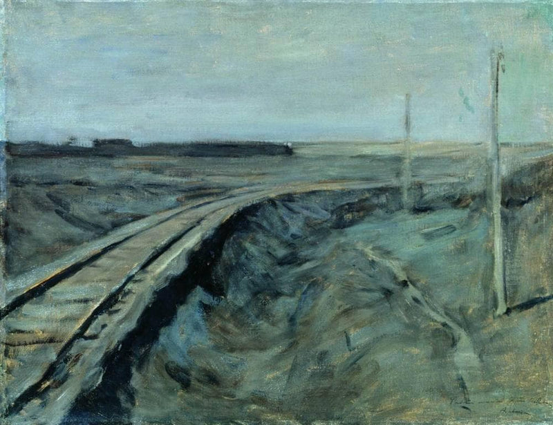 Railroad tracks by Isaac Levitan — Oil Painting Reproduction
