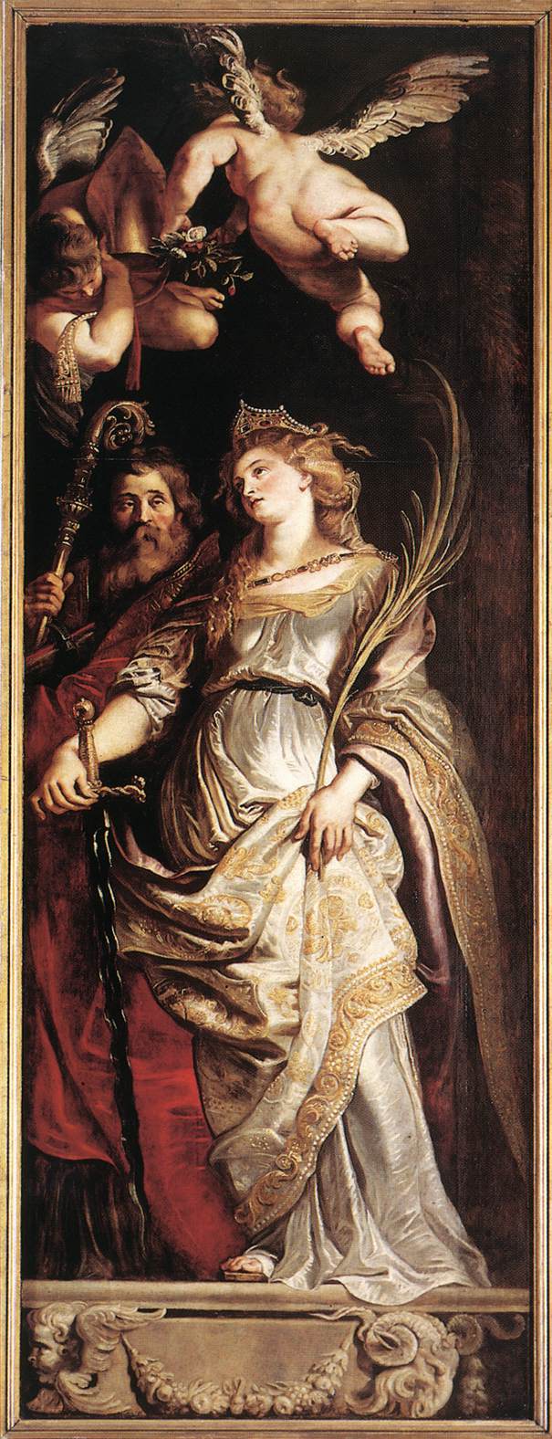 Raising of the Cross - Sts Eligius and Catherine by Peter Paul Rubens, Oil Painting Reproduction