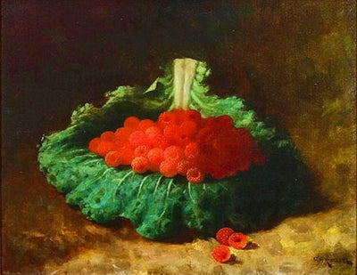 Raspberries On A Green Cabbage Leaf in apartment