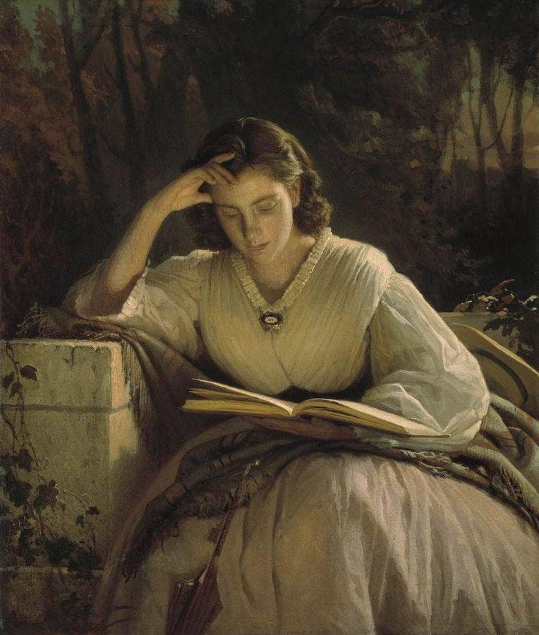 Reading by Ivan Kramskoy — Oil Painting Reproduction