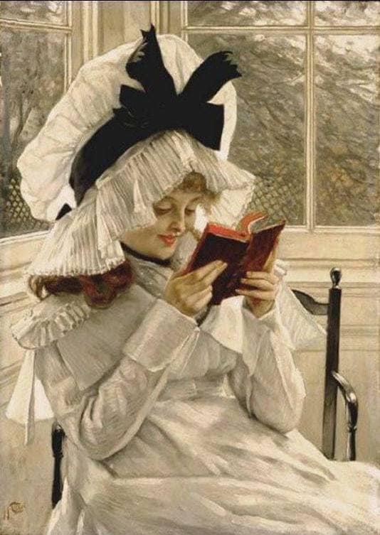 Reading a Book by James Tissot — Oil Painting Reproduction