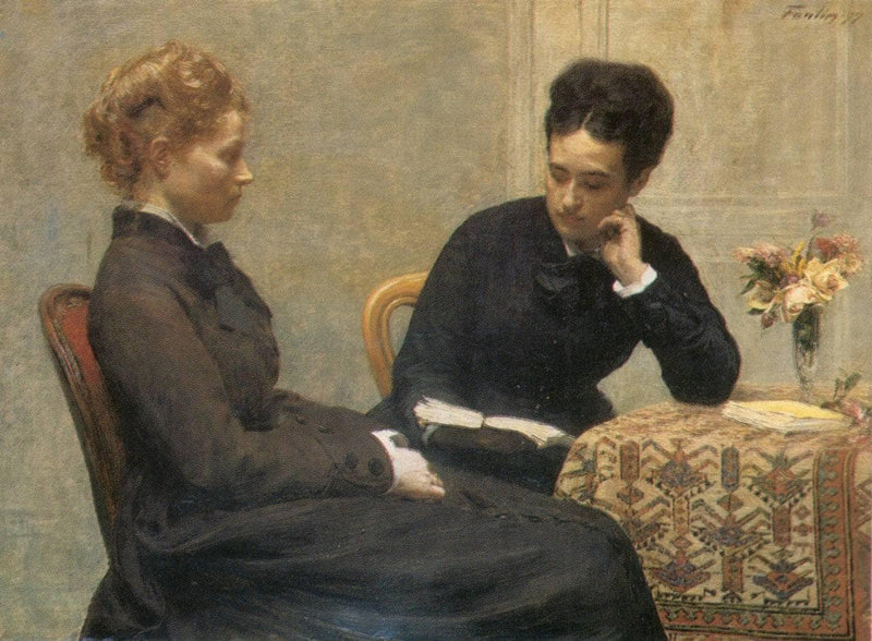 Reading by Henri Fantin-Latour — Oil Painting Reproduction