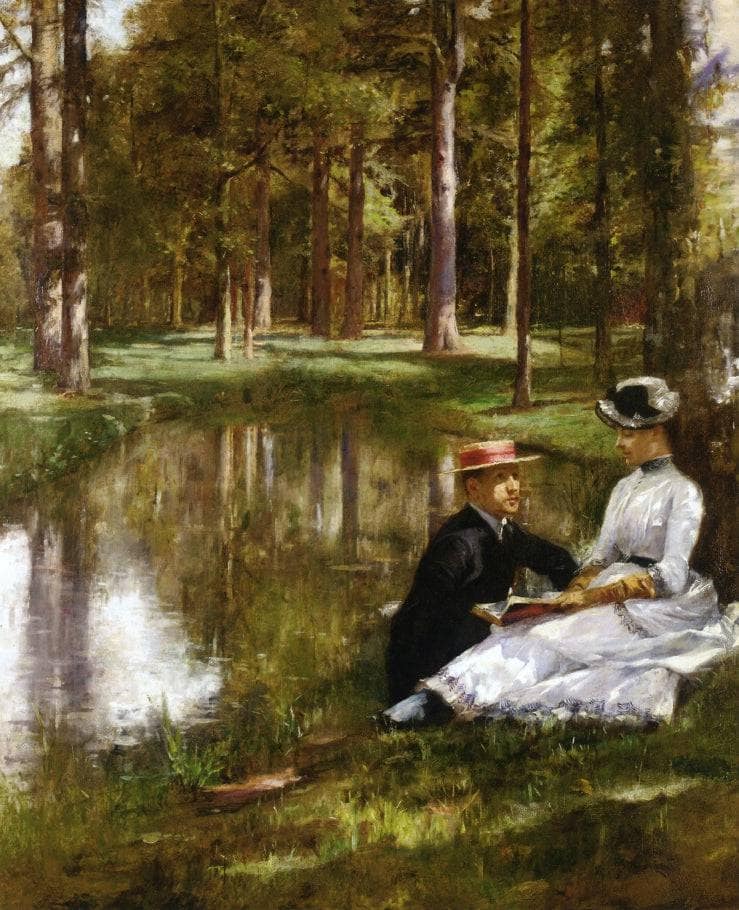 Reading by Julius LeBlanc Stewart — Oil Painting Reproduction
