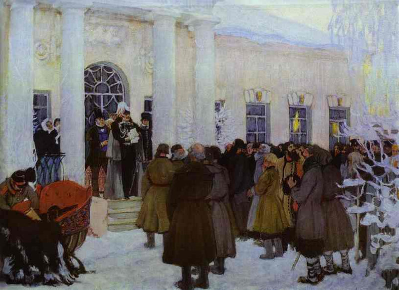 Reading of the Manifest by Boris Kustodiev — Oil Painting Reproduction