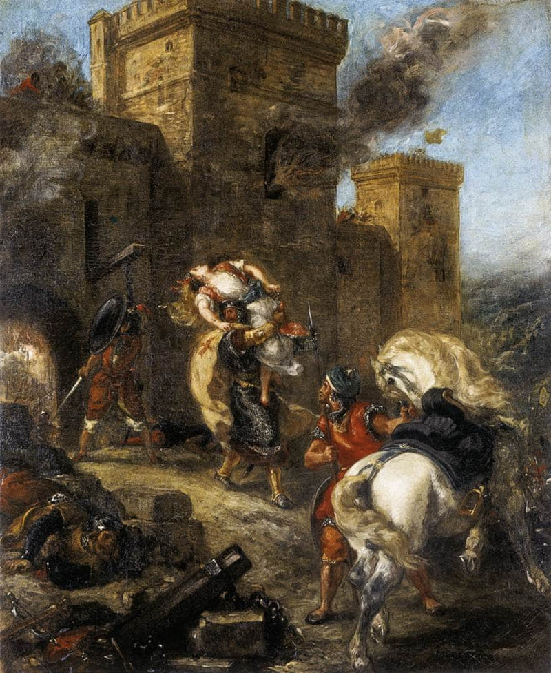 Rebecca Kidnapped by the Templar, Sir Brian de Bois-Guilbert by Eugene Delacroix — Oil Painting Reproduction